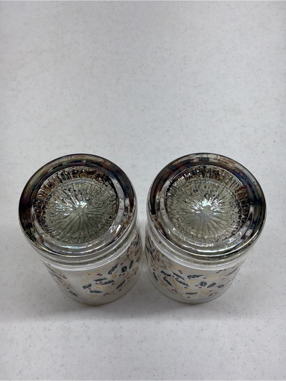 Culver 22K Gold MCM Holly Berry Double Rocks Glasses Signed Set of 2 - Picture 5 of 7